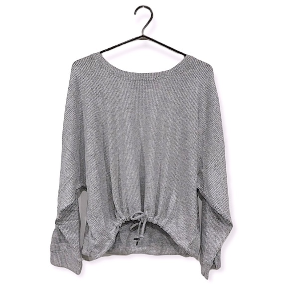 🎄🎁Cozy Dolman Sleeve Ribbed Top - Light Grey - Picture 3 of 11